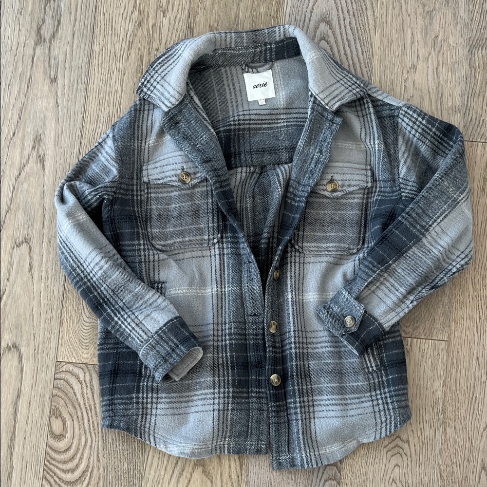 Aerie woven shacket gray